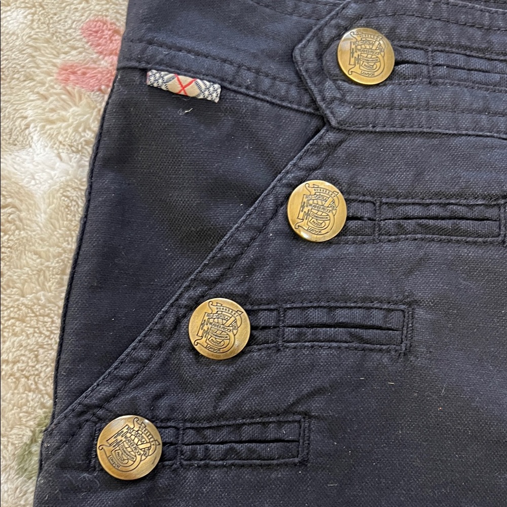 Burberry Dark Blue A-Line Skirt with Gold Buttons - Picture 2 of 6